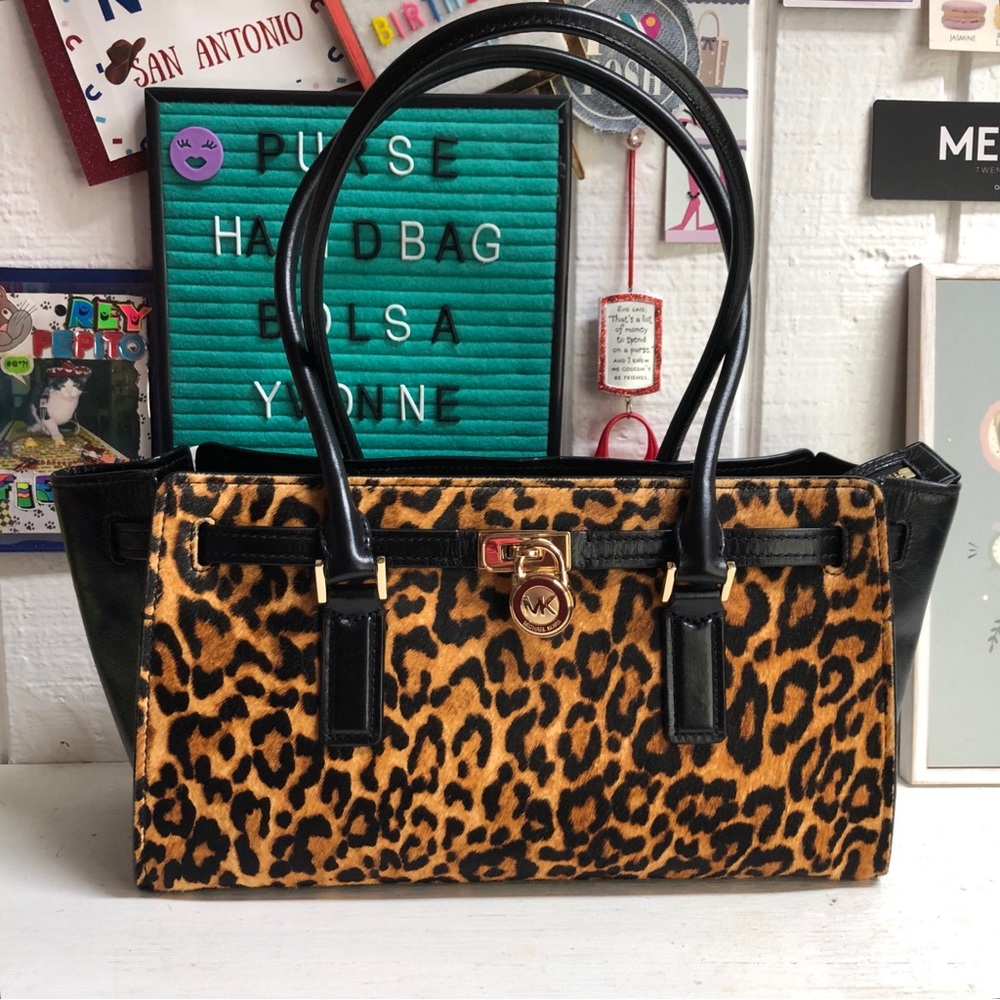Michael Kors Leopard Hamilton Moderne Tote Gold Lock Hardware